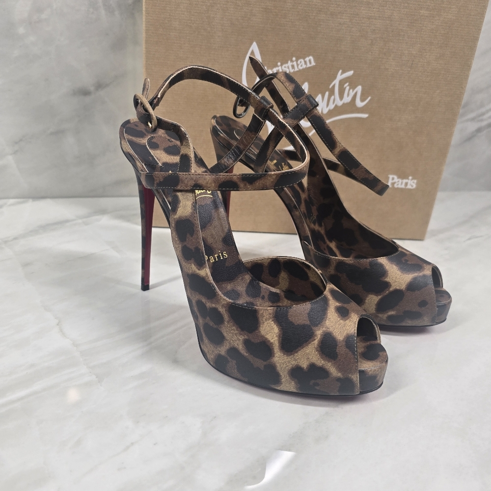 Christian Louboutin Leopard Print JenLove Heels - Picture 8 of 12